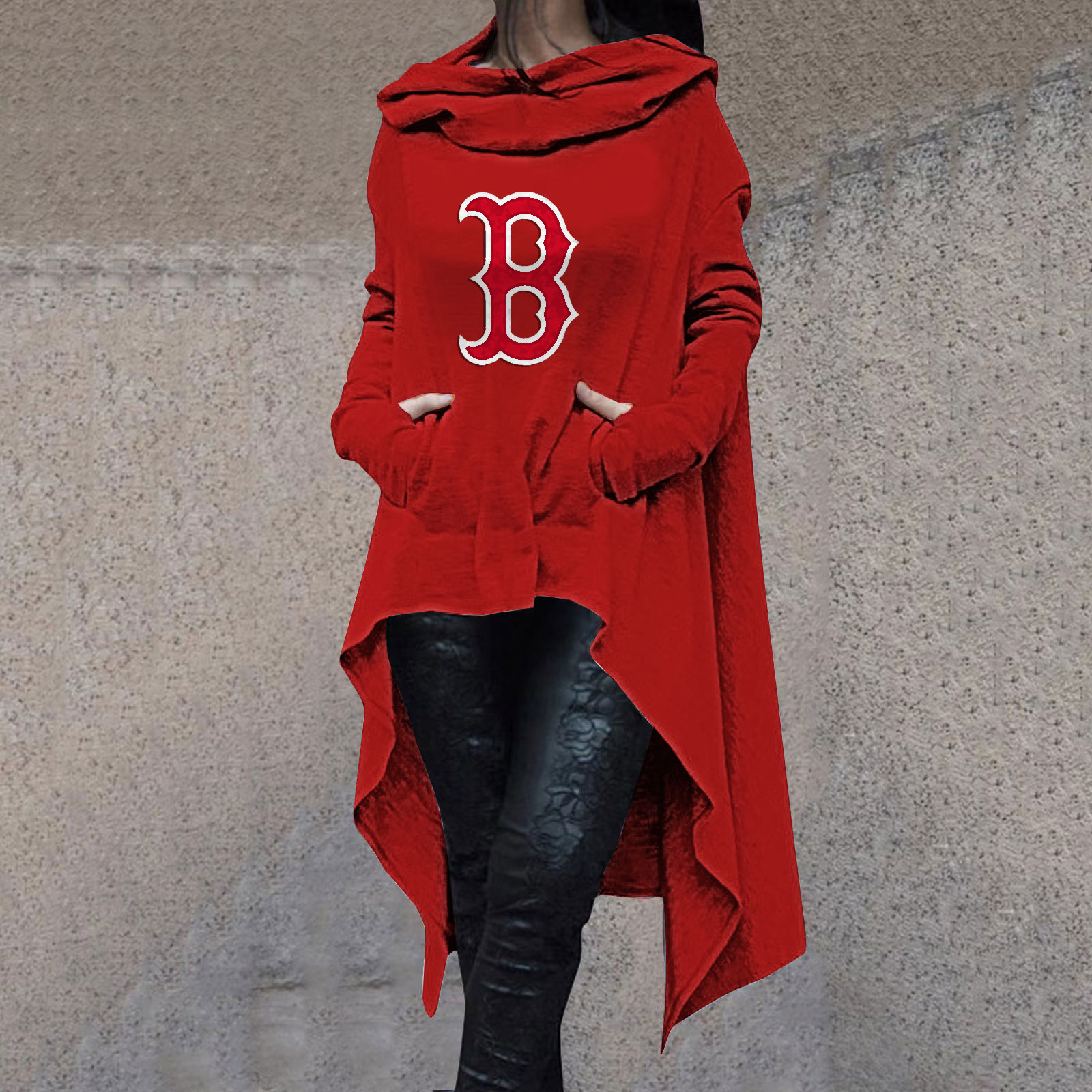 Fashionable Print Irregular Long Sleeve Sweatshirt - Baseswear