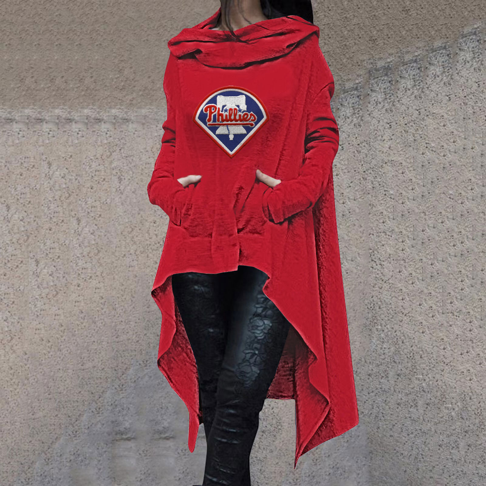 Fashionable Print Irregular Long Sleeve Sweatshirt - Baseswear
