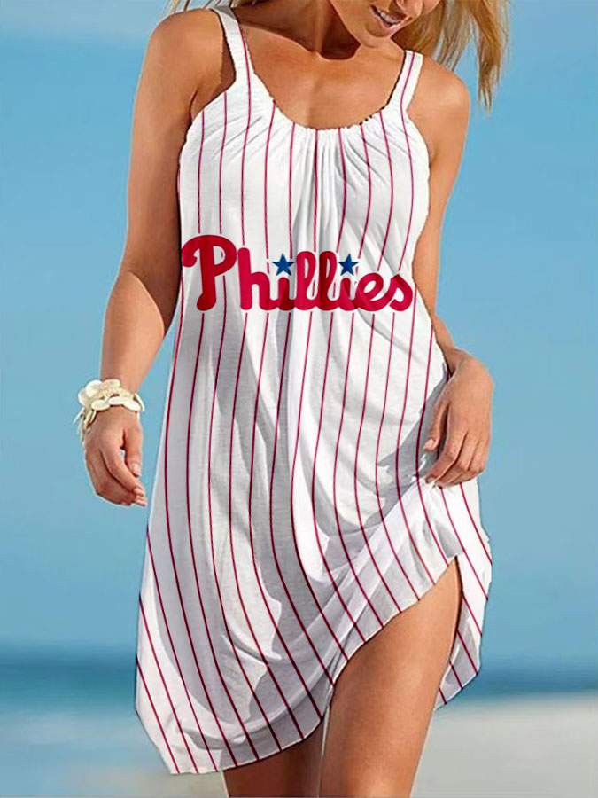 Phillies Round neck sleeveless printed dress - Baseswear