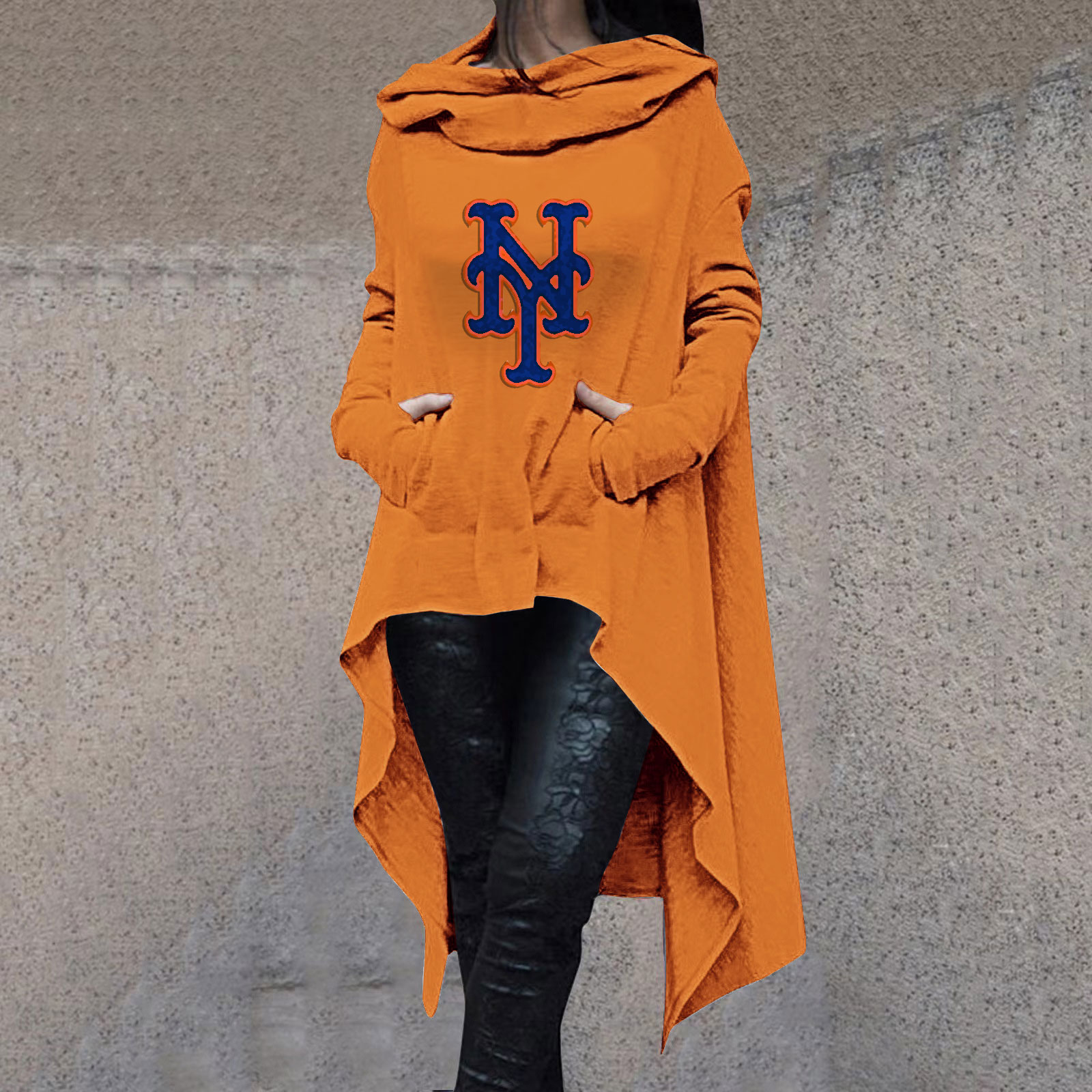 Fashionable Print Irregular Long Sleeve Sweatshirt - Baseswear