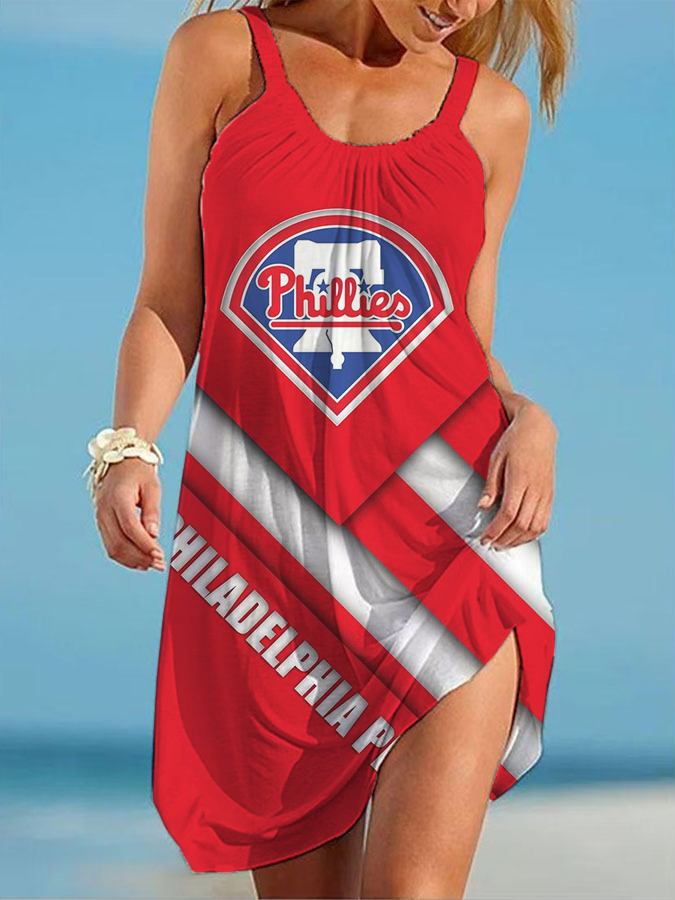 Phillies Round neck sleeveless printed dress - Baseswear