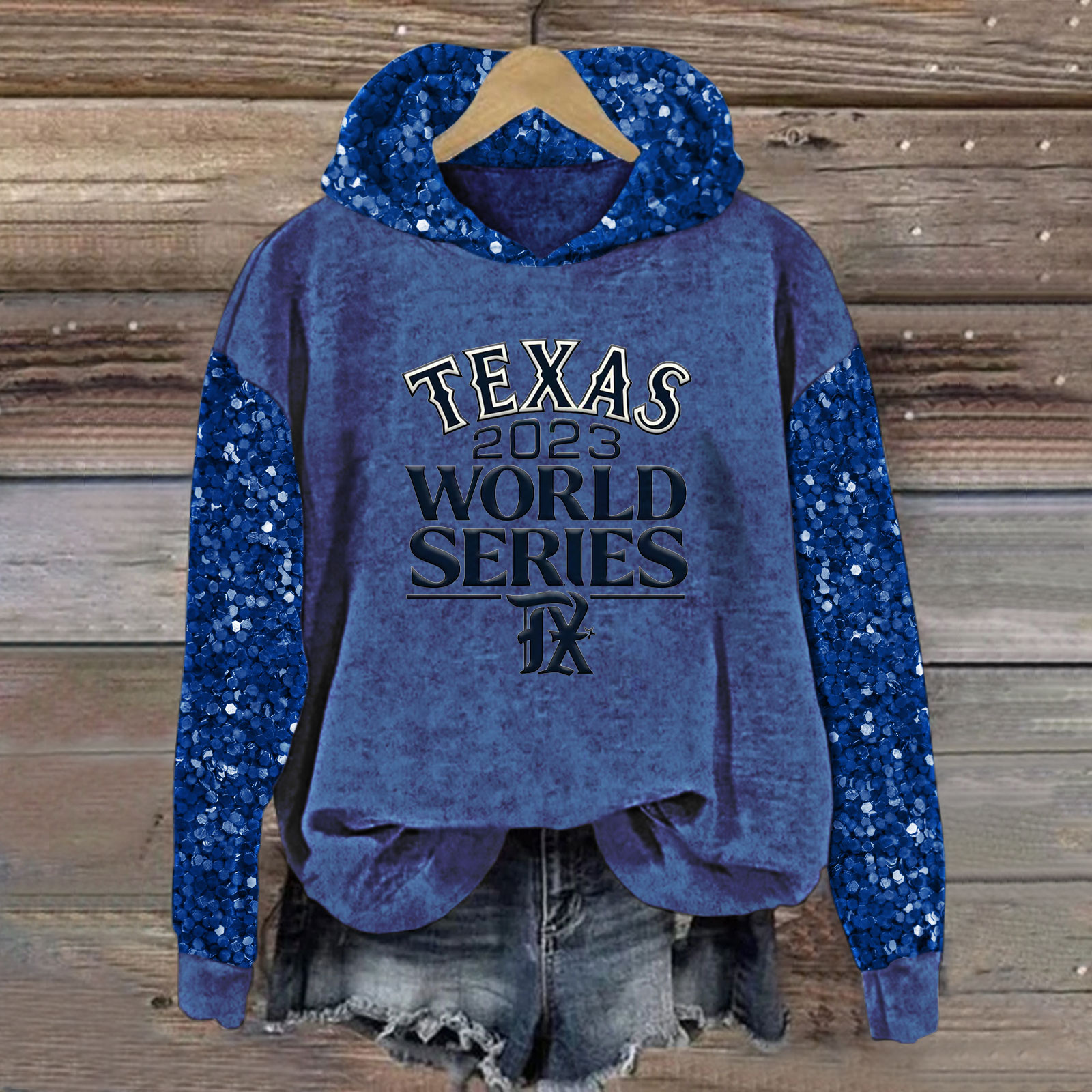 Sequined Sleeves Vintage Hoodie - Baseswear