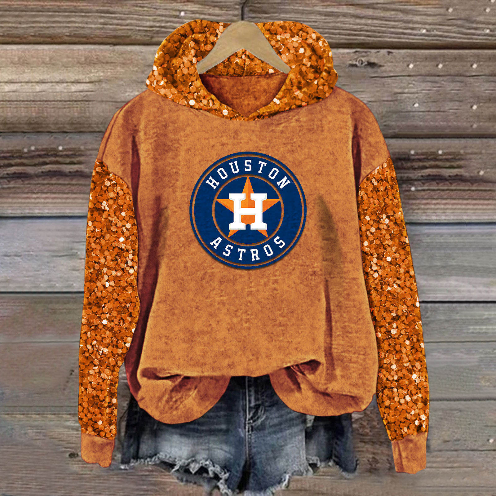 Sequined Sleeves Vintage Hoodie - Baseswear