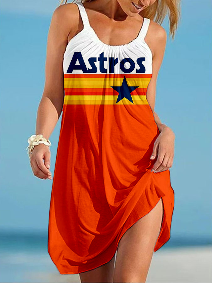 Astros Round neck sleeveless printed dress - Baseswear