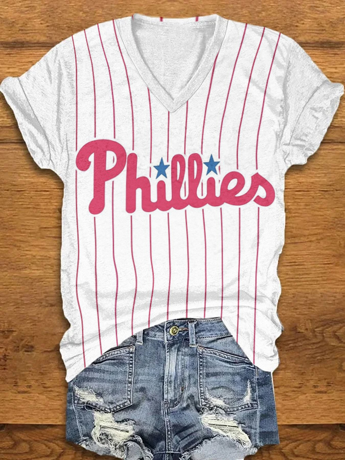 Phillies V-Neck T-Shirt - Baseswear
