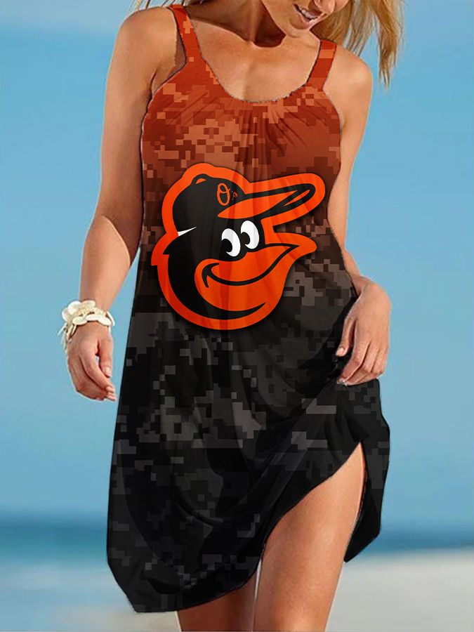 Orioles Round neck sleeveless printed dress - Baseswear