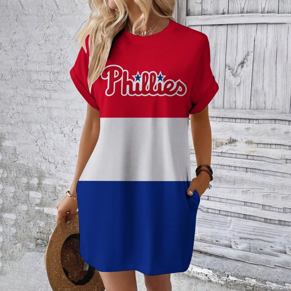 Phillies Hidden Pocket Short Sleeve Tee Dress - Baseswear