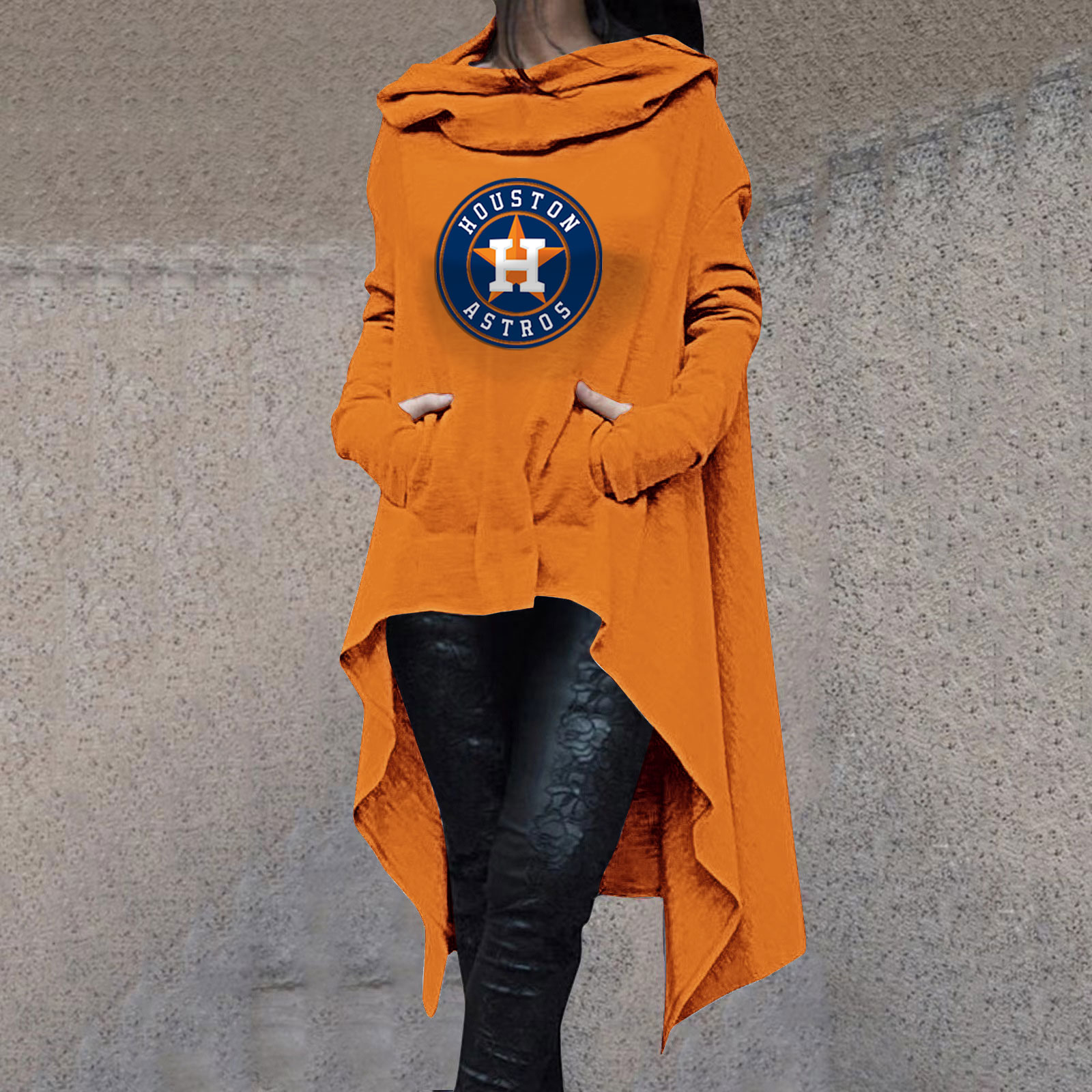 Fashionable Print Irregular Long Sleeve Sweatshirt - Baseswear