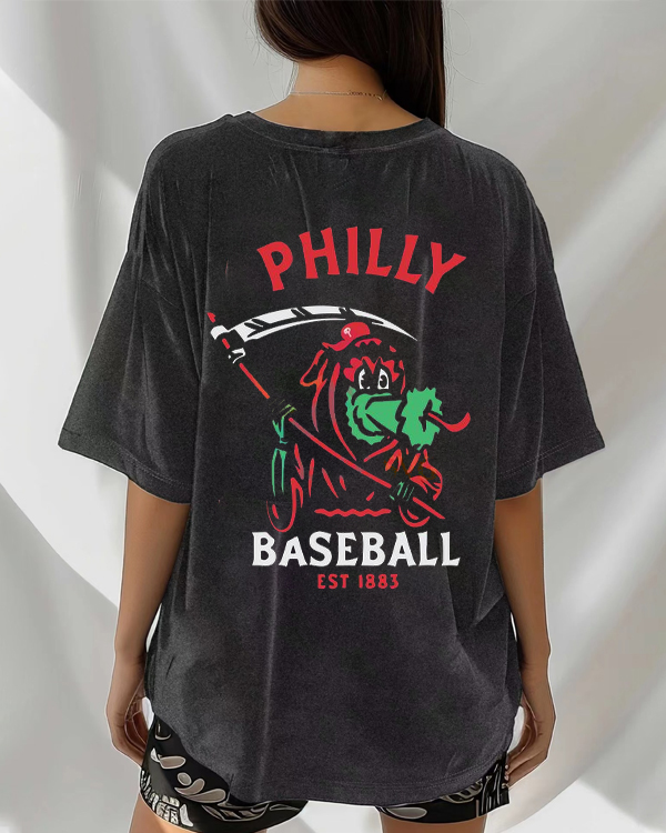Washed Distressed Print Short Sleeve T-shirt - Baseswear