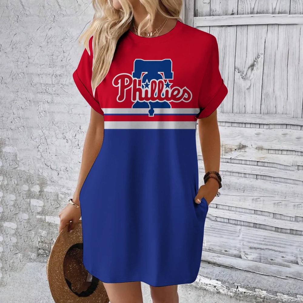 Phillies Hidden Pocket Short Sleeve Tee Dress - Baseswear