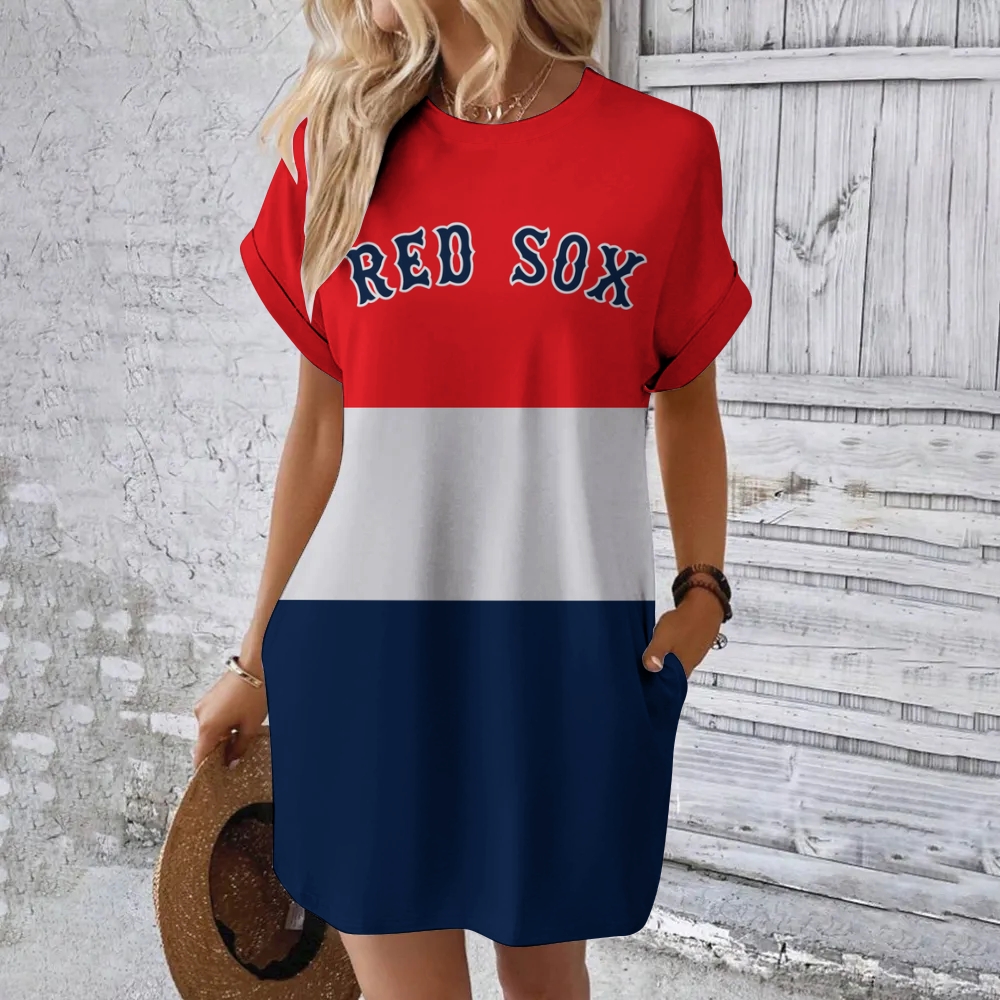 Boston Red Sox Hidden Pocket Short Sleeve Tee Dress - Baseswear