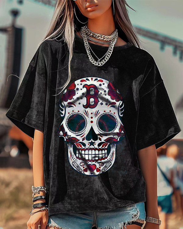 Washed Distressed Print Short Sleeve T-shirt - Baseswear