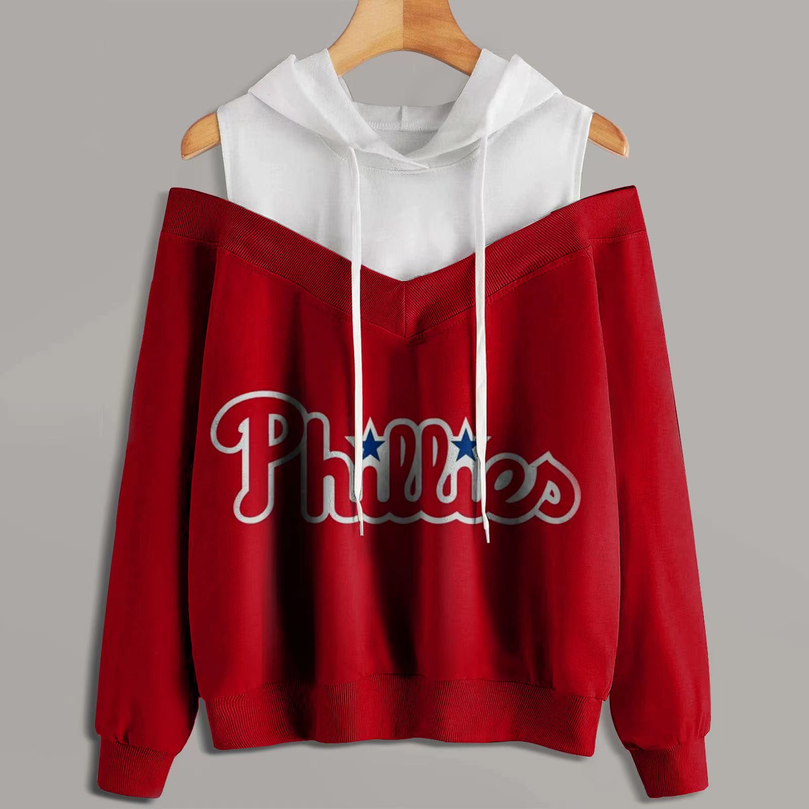 2 In 1 Colorblock Cold Shoulder Hoodie - Baseswear