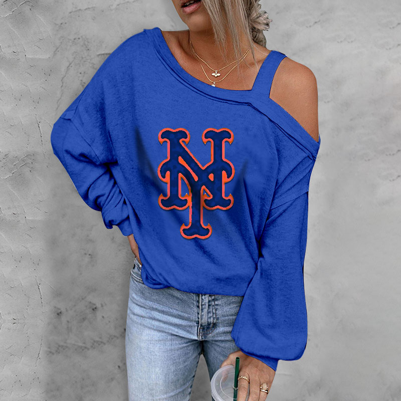 ASYMMETRICAL NECK SHIFT CASUAL LONG SLEEVE TOP - Baseswear