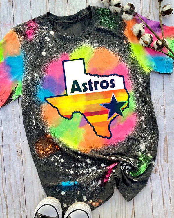 Astros Tie-dye Round Neck T Shirt - Baseswear
