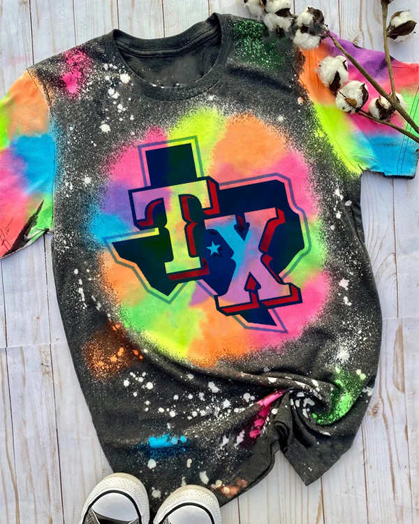 Texas Rangers Tie-dye Round Neck T Shirt - Baseswear
