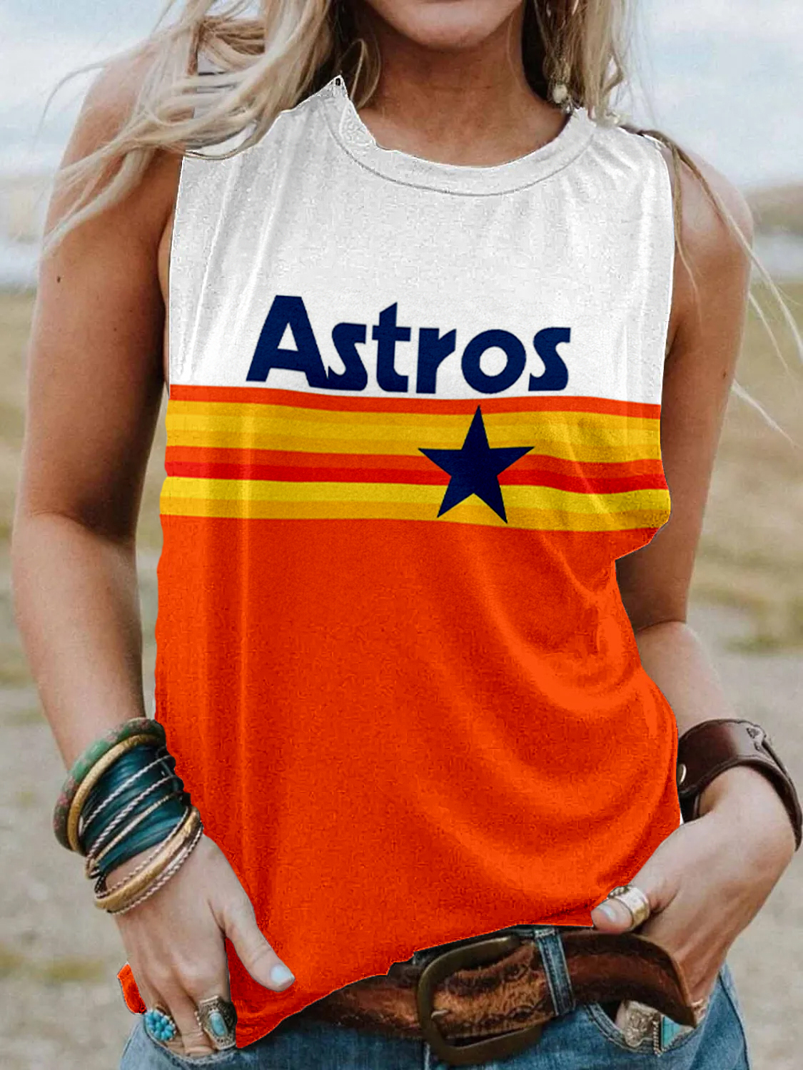 Women's Astros print tank top - Baseswear