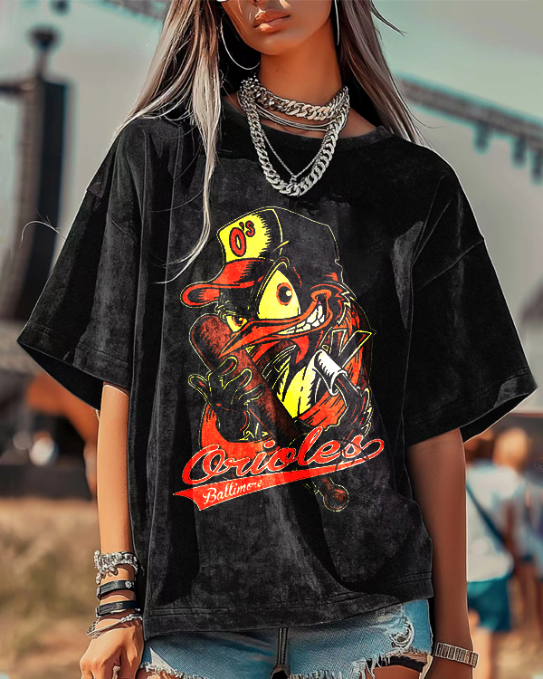 Washed Distressed Print Short Sleeve T-shirt - Baseswear