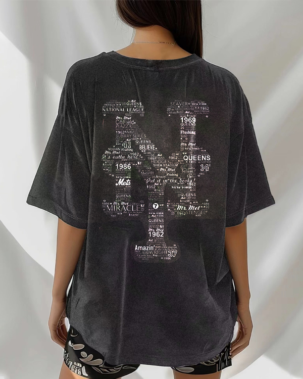 Washed Distressed Print Short Sleeve T-shirt - Baseswear