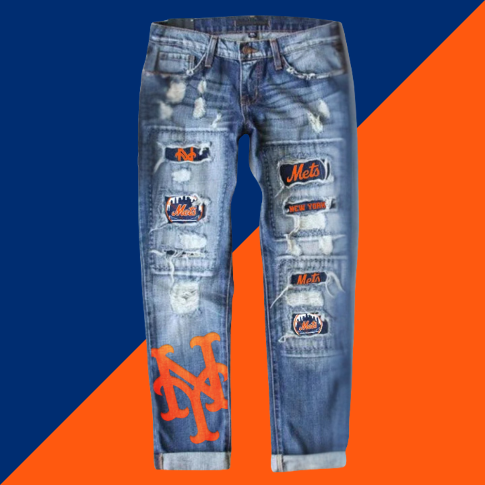 STRETCH RIPPED FRAYED RAW HEM DISTRESSED DENIM JEANS WITH HOLE - Baseswear