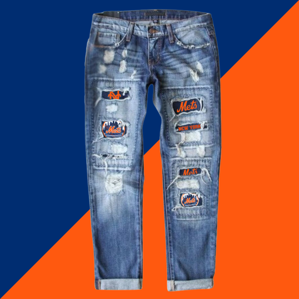 casual fashion perforated printed jeans - Baseswear