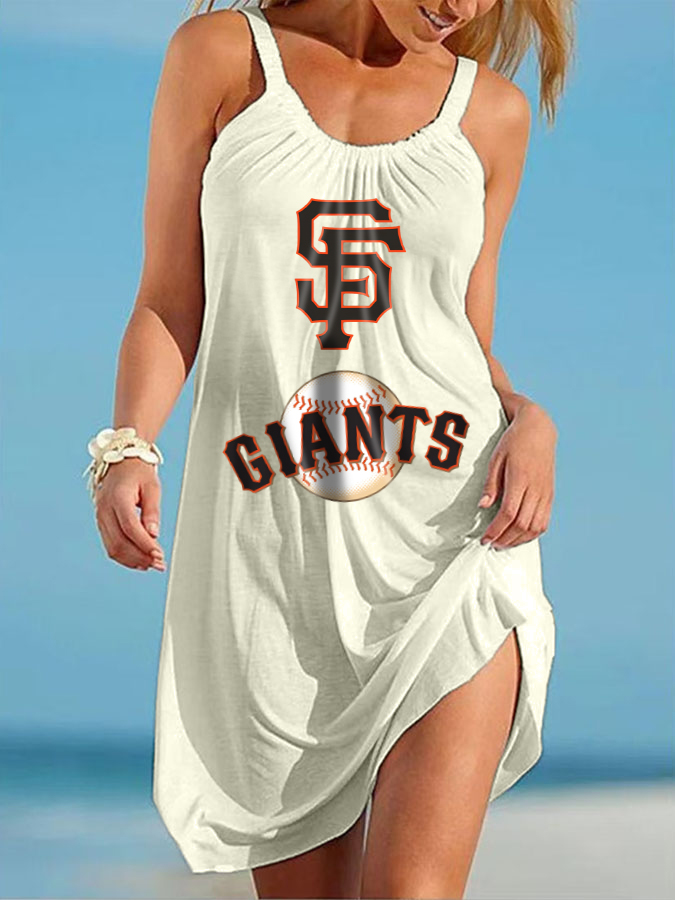 San Francisco Giants Round neck sleeveless printed dress - Baseswear