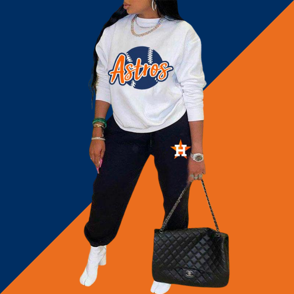 casual loose print Pullover Sweater pants two-piece set - Baseswear