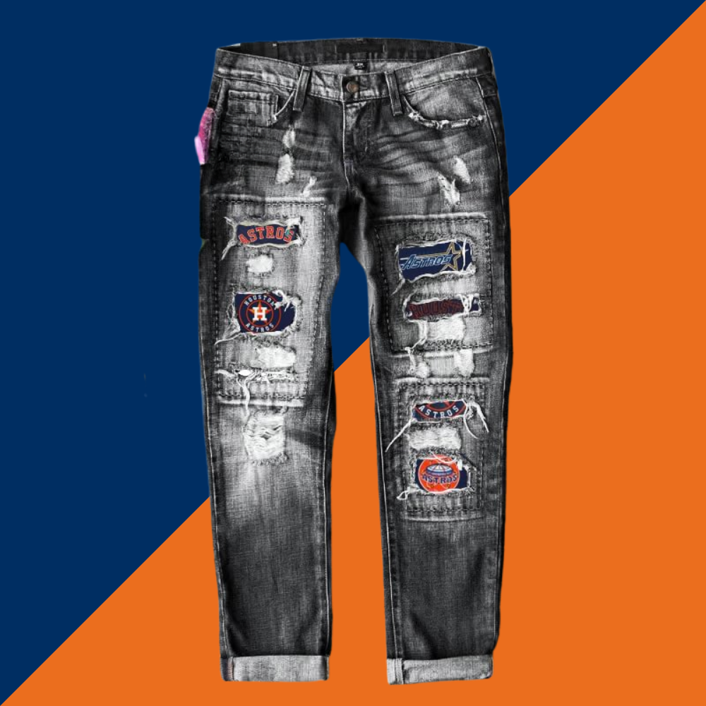 STRETCH RIPPED FRAYED RAW HEM DISTRESSED DENIM JEANS WITH HOLE - Baseswear