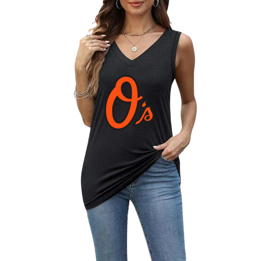 Simple V-Neck Sleeveless Tank Top-Baltimore Orioles - Baseswear