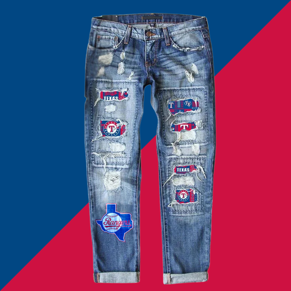 STRETCH RIPPED FRAYED RAW HEM DISTRESSED DENIM JEANS WITH HOLE - Baseswear