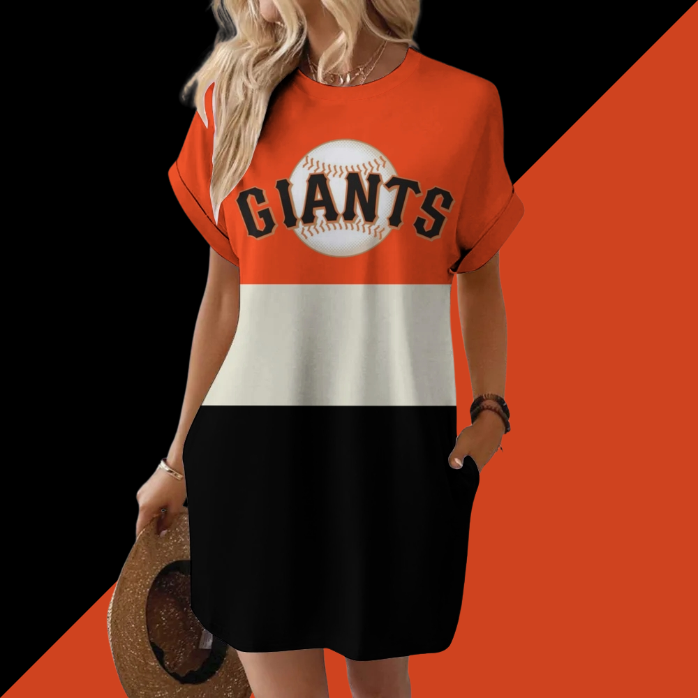 Giants Hidden Pocket Short Sleeve Tee Dress - Baseswear