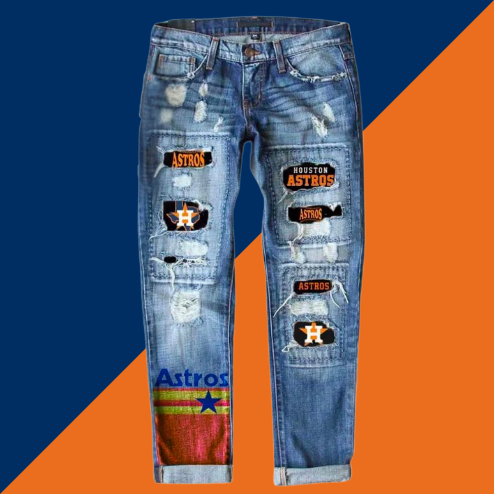 STRETCH RIPPED FRAYED RAW HEM DISTRESSED DENIM JEANS WITH HOLE - Baseswear