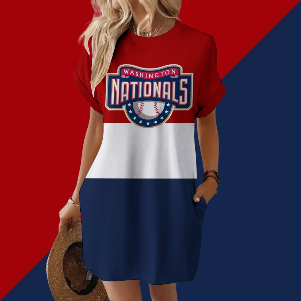 Nationals Hidden Pocket Short Sleeve Tee Dress - Baseswear