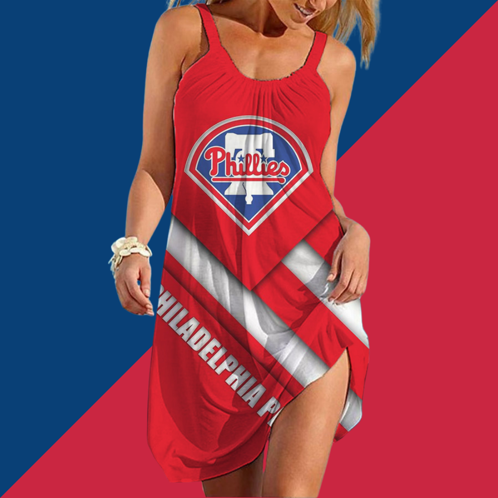 Phillies Round neck sleeveless printed dress - Baseswear