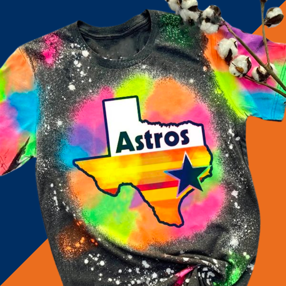 Astros Tie-dye Round Neck T Shirt - Baseswear