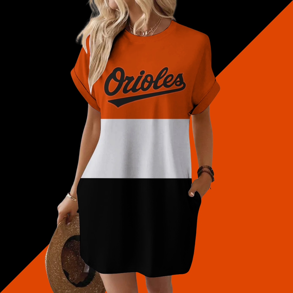 Orioles Hidden Pocket Short Sleeve Tee Dress - Baseswear