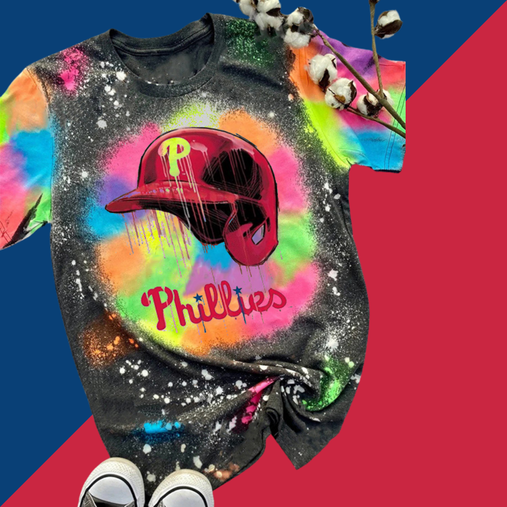 Philadelphia Phillies Tie-dye Round Neck T Shirt - Baseswear