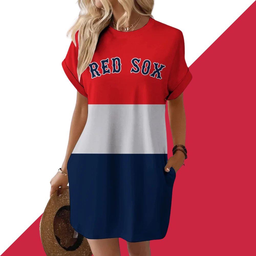 Boston Red Sox Hidden Pocket Short Sleeve Tee Dress - Baseswear