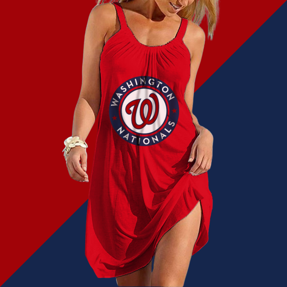 Washington Nationals Round neck sleeveless printed dress - Baseswear