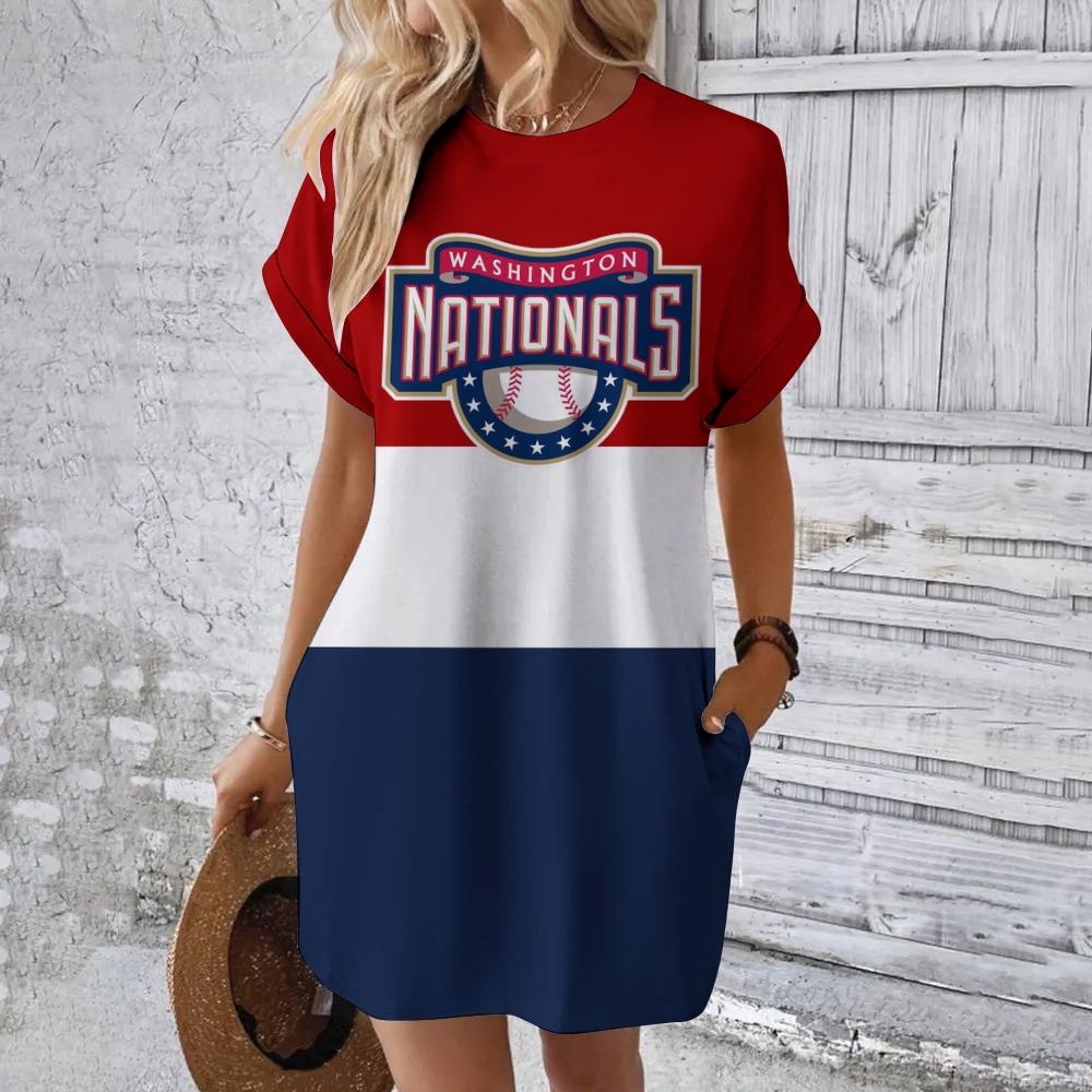 Nationals Hidden Pocket Short Sleeve Tee Dress - Baseswear