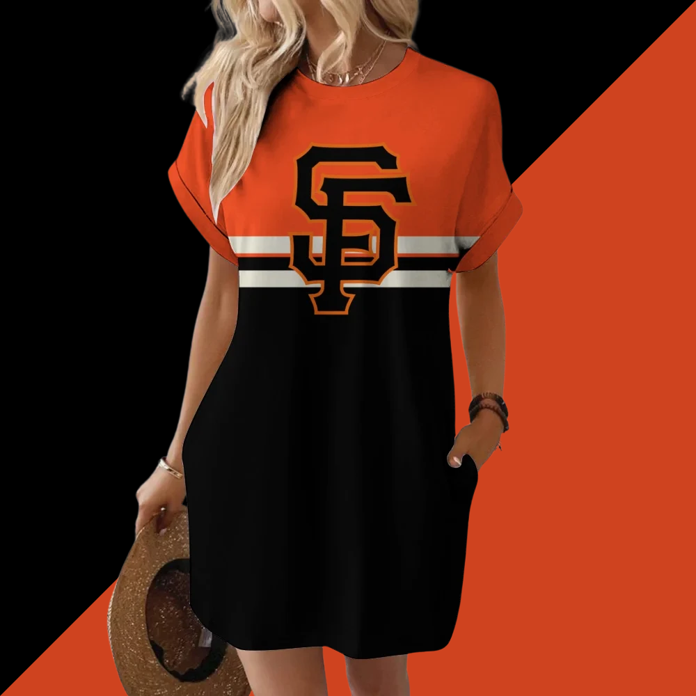 Giants Hidden Pocket Short Sleeve Tee Dress - Baseswear