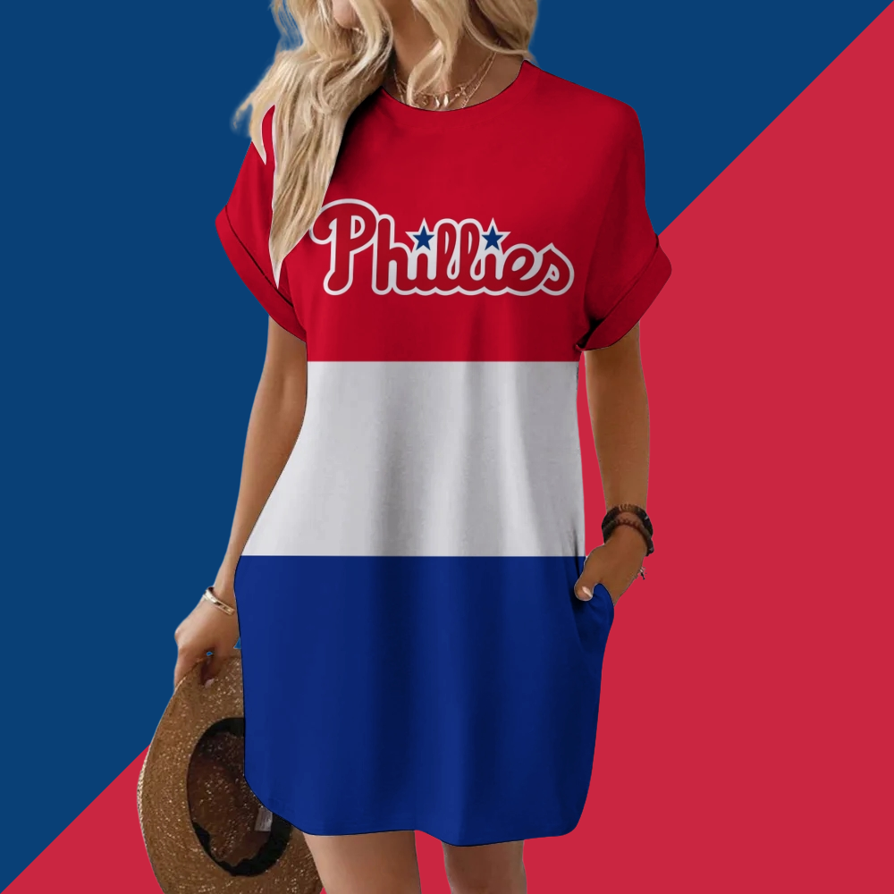 Phillies Hidden Pocket Short Sleeve Tee Dress - Baseswear