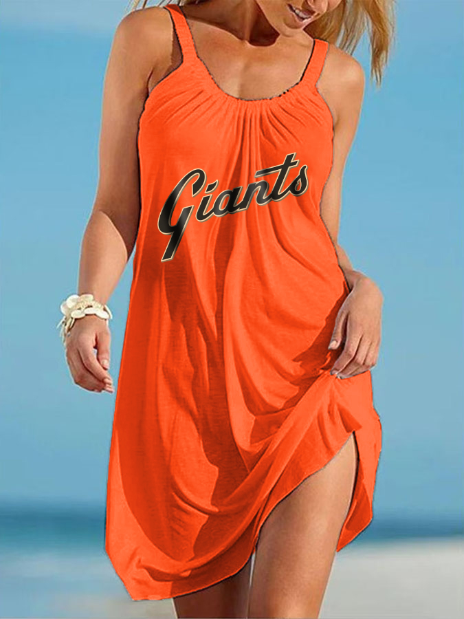 Washington Nationals Round neck sleeveless printed dress - Baseswear