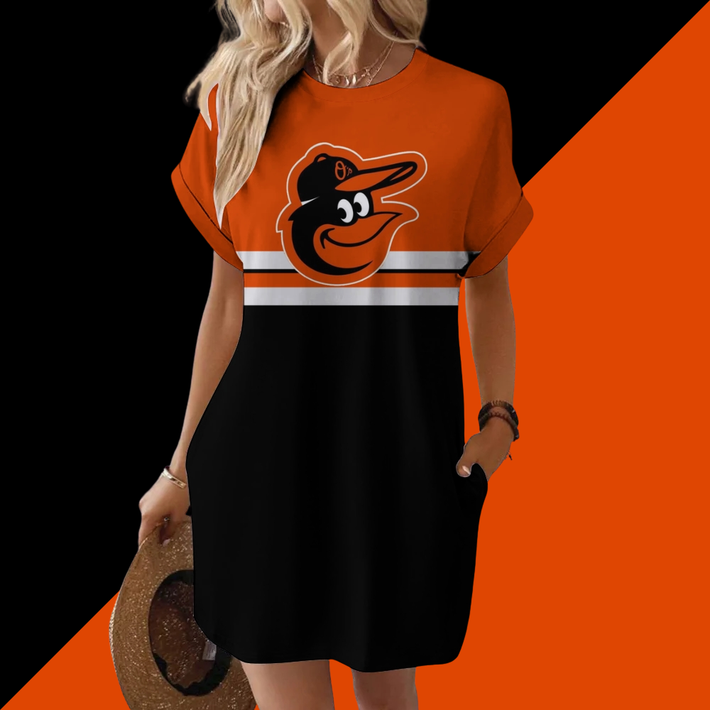 Orioles Hidden Pocket Short Sleeve Tee Dress - Baseswear