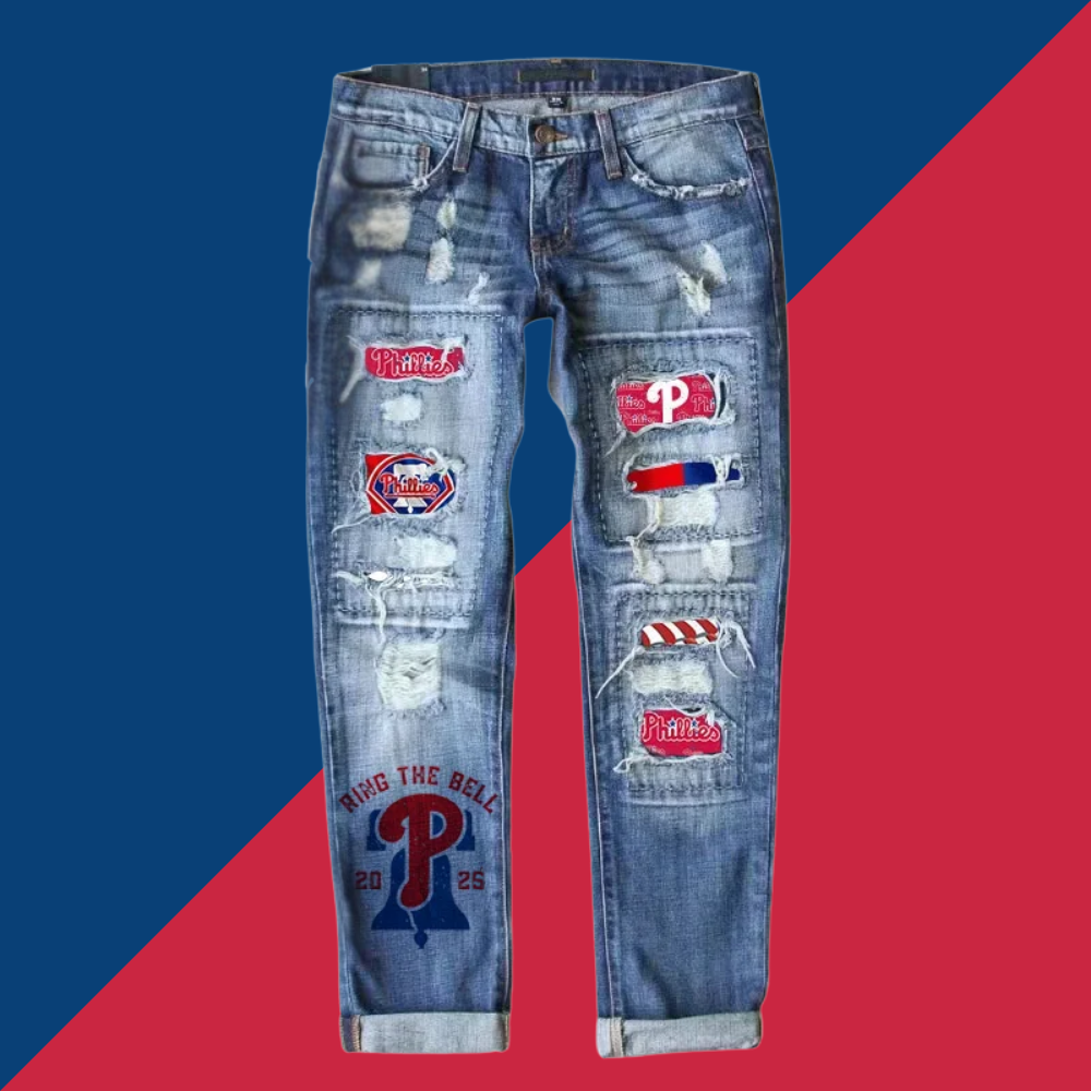 STRETCH RIPPED FRAYED RAW HEM DISTRESSED DENIM JEANS WITH HOLE - Baseswear