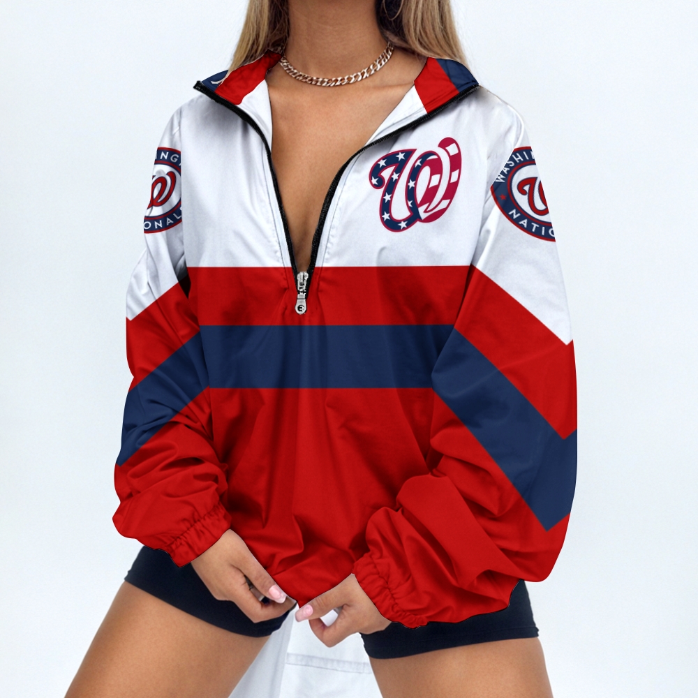 Women's Baseball Print V Neck Zipper Sweatshirt Jacket - Baseswear