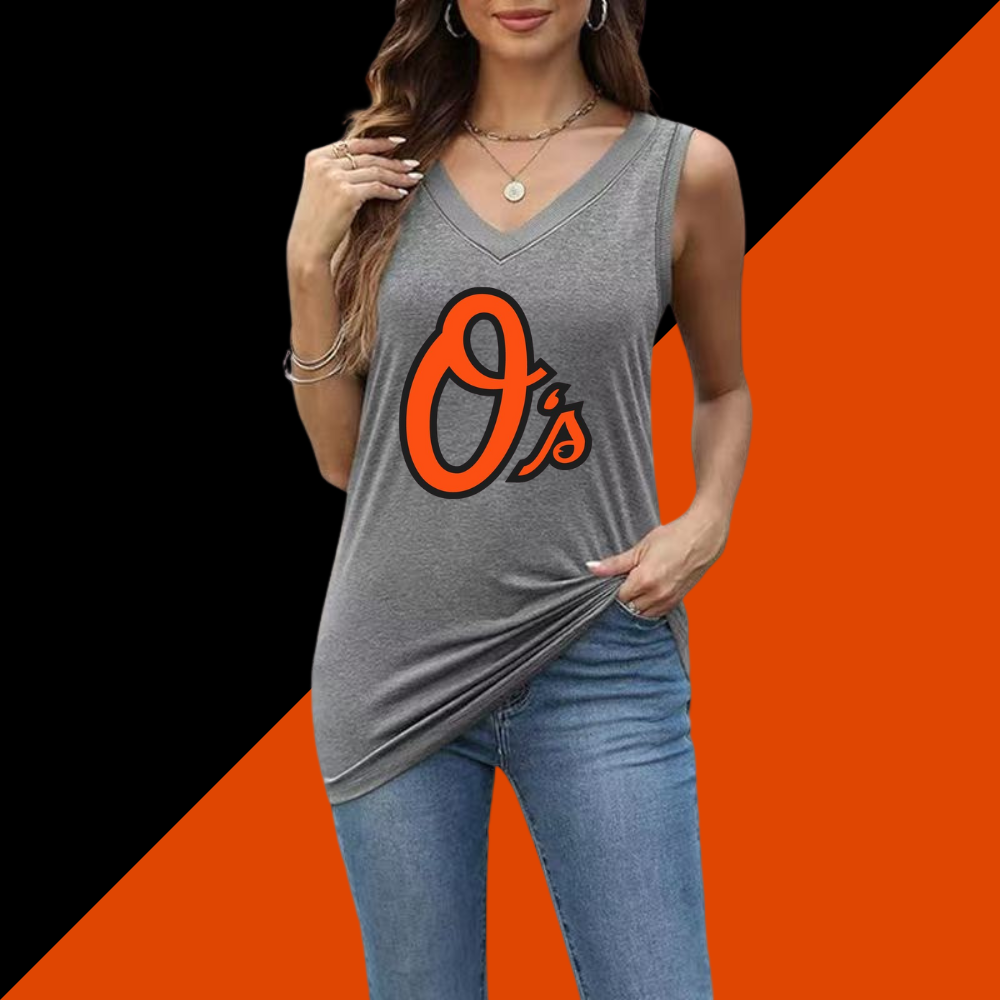 Simple V-Neck Sleeveless Tank Top-Baltimore Orioles - Baseswear