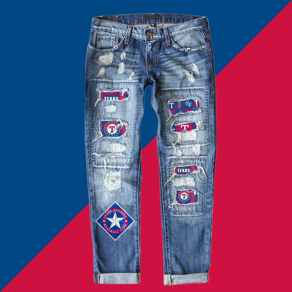 STRETCH RIPPED FRAYED RAW HEM DISTRESSED DENIM JEANS WITH HOLE - Baseswear