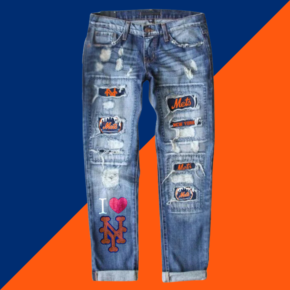 STRETCH RIPPED FRAYED RAW HEM DISTRESSED DENIM JEANS WITH HOLE - Baseswear