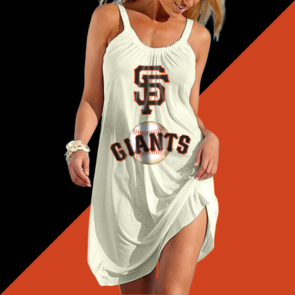 San Francisco Giants Round neck sleeveless printed dress - Baseswear
